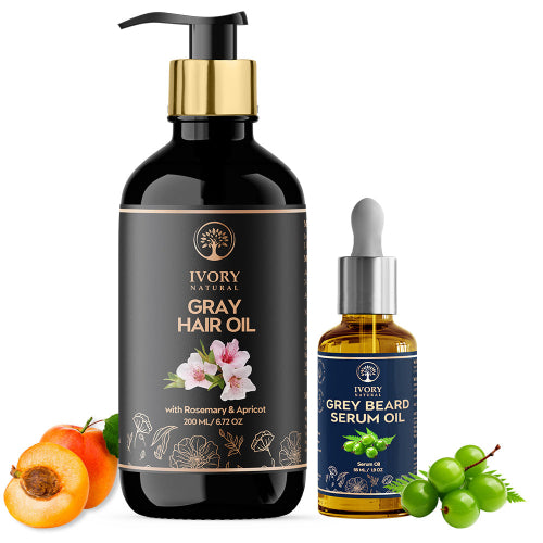 Grey Hair Oil and Grey Beard Serum Oil Combo