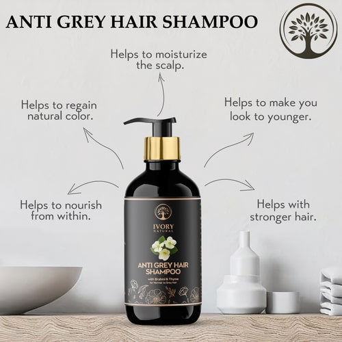 Anti Grey Hair Shampoo Organic (100% Ayush Ministry Certified) - For Premature Greying and Natural Black Color (Both Men & Women)