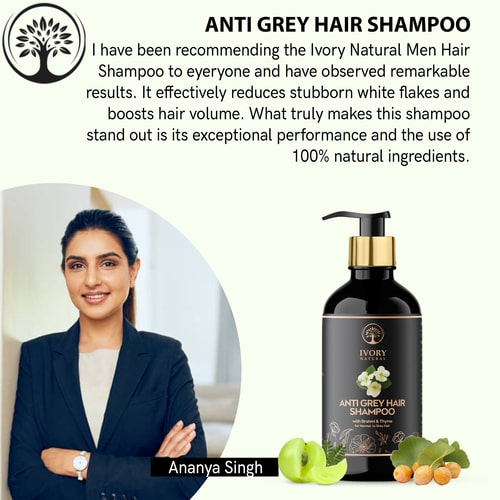 Anti Grey Hair Shampoo Organic (100% Ayush Ministry Certified) - For Premature Greying and Natural Black Color (Both Men & Women)