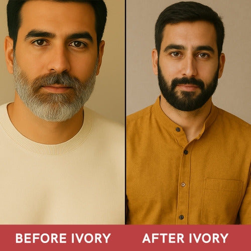Ivory Natural Black Beard Color Shampoo Before and After