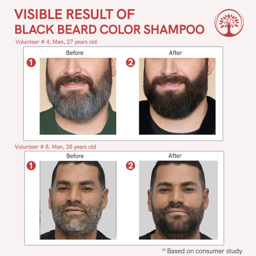 Ivory Natural Black Beard Color Shampoo Before and After