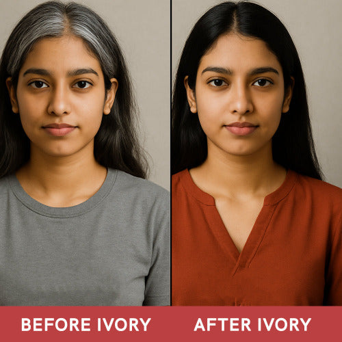 Ivory Natural Black Hair Color Shampoo Before and After