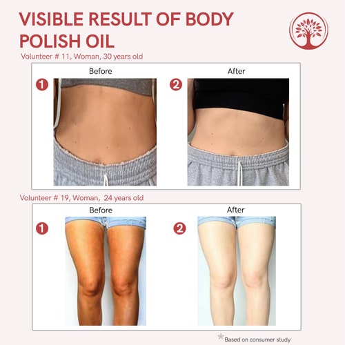 before and after use Ivory Natural Body Polish Oil