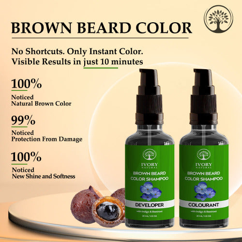 Ivory Natural Brown Beard Color Shampoo Visible Results