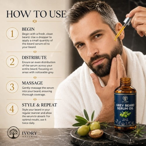 Ivory Natural Grey Beard Oil Serum How To Use