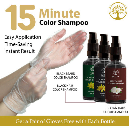 Ivory Natural Black Hair Color Shampoo Free Gloves