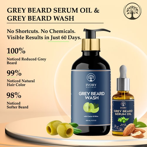 Anti Grey Beard Combo (Serum Oil & Wash) -100% Natural