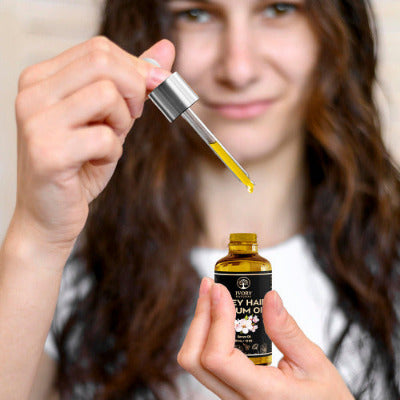 Women using Grey Hair Serum Oil and Grey Beard Serum Oil Combo