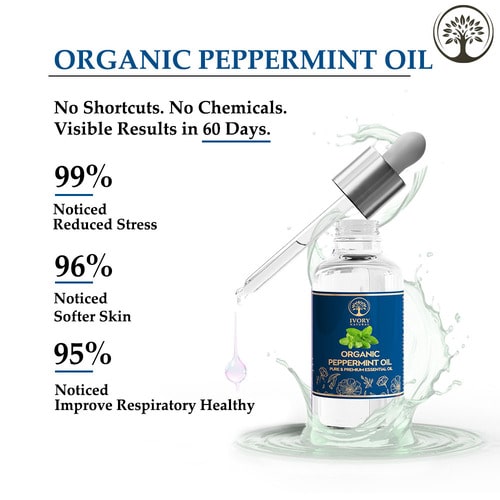 Organic Peppermint Essential Oil (100% Ayush Certified) - Refreshing Peppermint Oil for Hair Growth, Headaches, Skin Care, and Stomach Relief