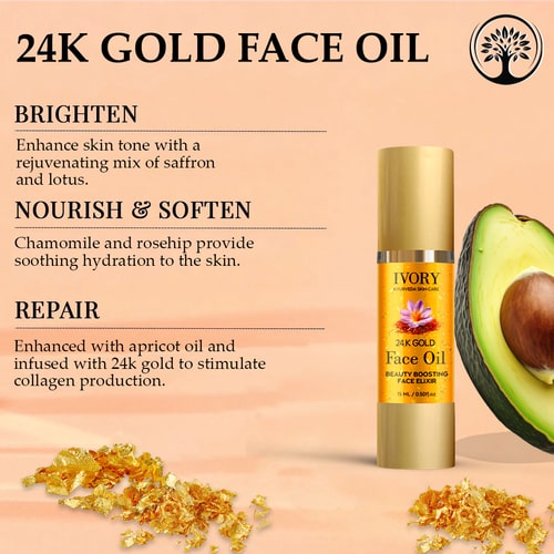 benefits of using it Ivory Natural 24K Gold Face Polish Oil