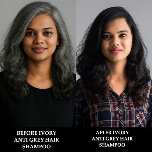 Ivory Natural Grey hair shampoo Before & After