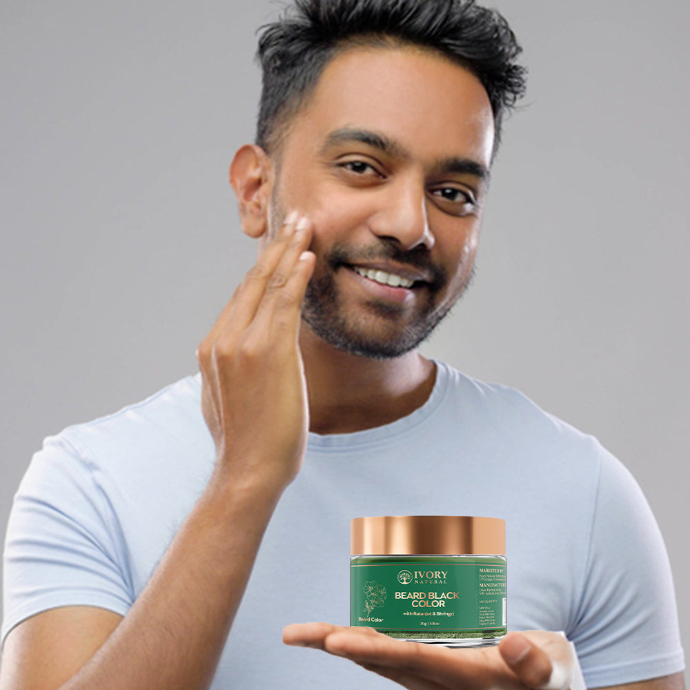 Man applying Ivory Natural Grey Beard Combo