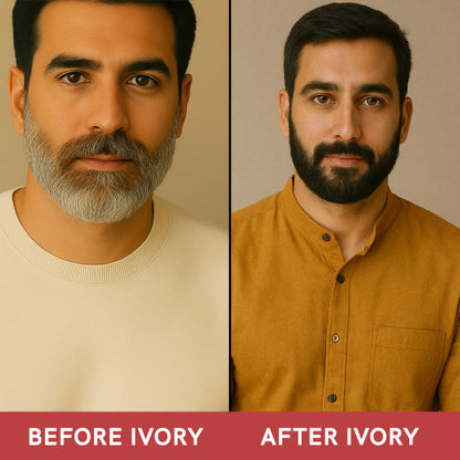 Ivory Natural Black Beard Color Shampoo Before and After