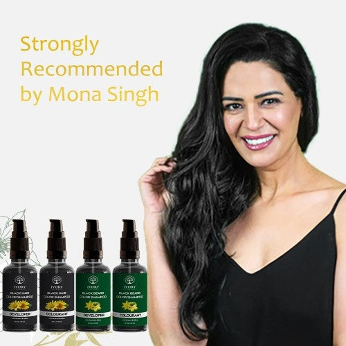 Ivory Natural Black Hair and Beard Color Shampoo Combo Mona Singh Recommends
