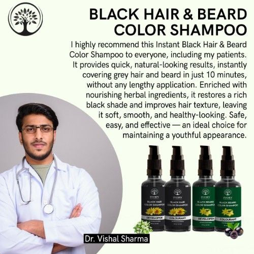 Ivory Natural Black Hair and Beard Color Shampoo Combo Doctor Recommends