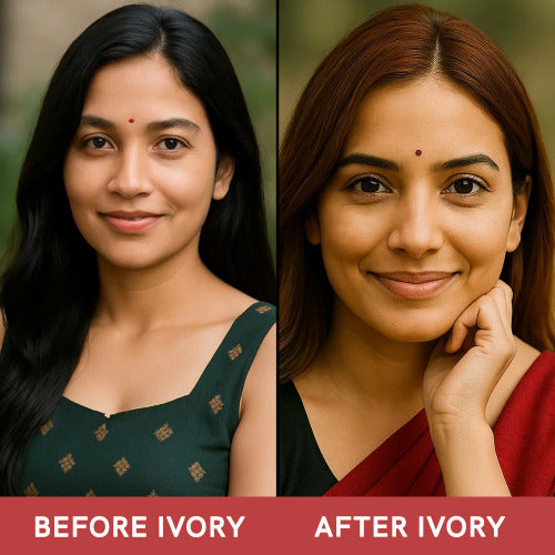 Ivory Natural Brown Hair Color Shampoo Before and After