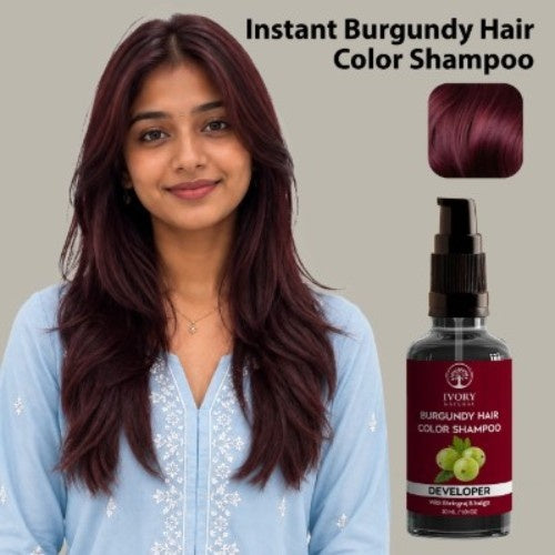 Ivory Natural Burgundy Hair Color Shampoo Result