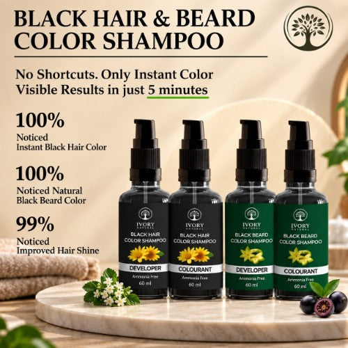 Real Customer Feedback of Ivory Natural Black Hair & Beard Color Shampoo Combo