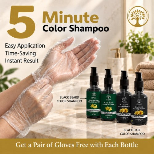 Ivory Natural Black Hair & Beard Color Shampoo Combo - Results in 5 Minutes