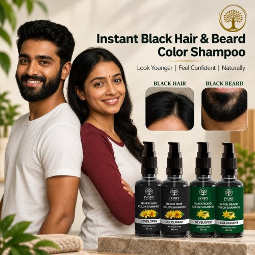 Testimonial Review of Ivory Natural Black Hair & Beard Color Shampoo Combo 