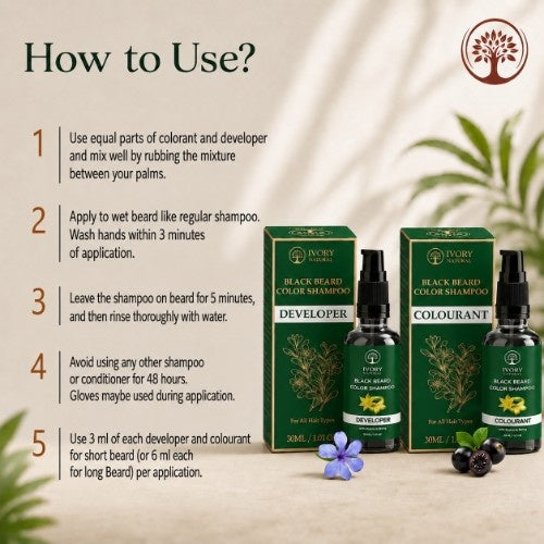 How to Use Ivory Natural Black Beard Color Shampoo 