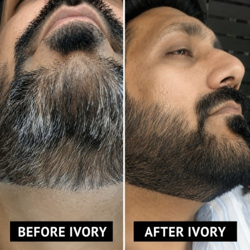 Ivory Natural Grey Beard Oil Serum Before After 
