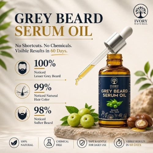 Ivory Natural Grey Beard Oil Serum Visible Result in 60 Days 
