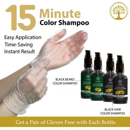 Ivory Natural Black Hair and Beard Color Shampoo Combo Free Gloves