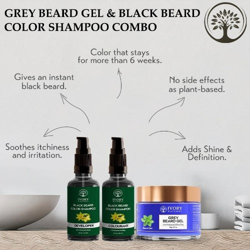 Ivory Natural Grey Beard Gel and Black Beard Color Shampoo Combo Benefits