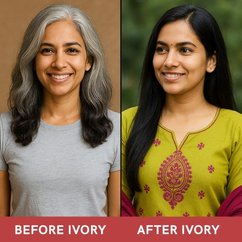 Ivory Natural Grey hair combo before & after