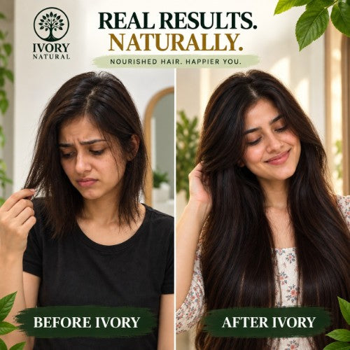 Female Testimonial Before After Results of Ivory Natural Hair Growth Shampoo Organic