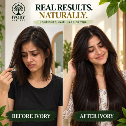 Female Testimonial Before After Results of Ivory Natural Hair Growth Shampoo Organic