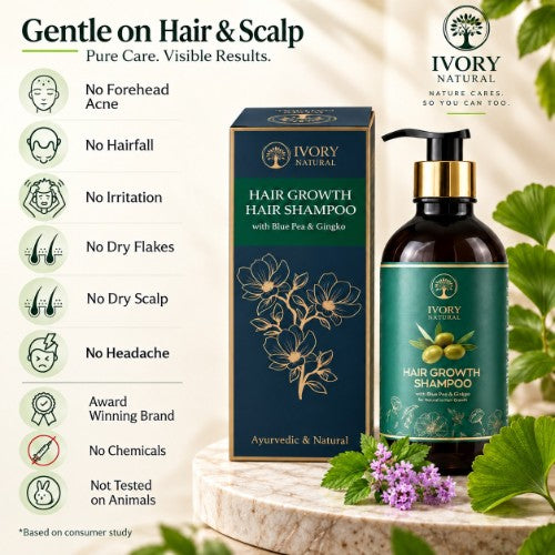 Ivory Natural Hair Growth Shampoo Organic - Gentle on Scalp and Hair 