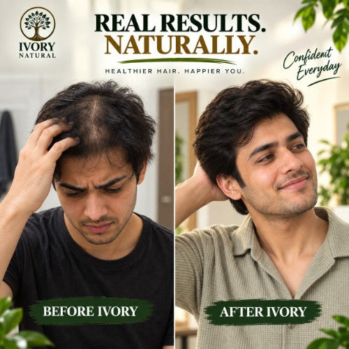 Male Testimonial Before After Results of Ivory Natural Hair Growth Shampoo Organic