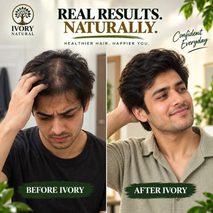 Male Testimonial Before After Results of Ivory Natural Hair Growth Shampoo Organic