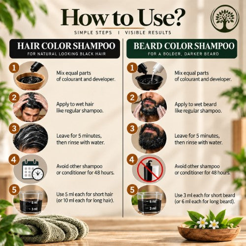How to Use Ivory Natural Black Hair & Beard Color Shampoo Combo