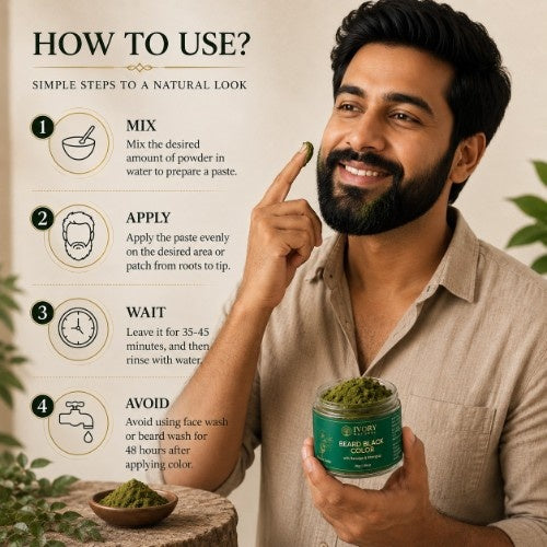 How to Use Ivory Natural Beard Black Color 