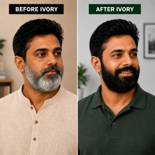 Before After Testimonial for Ivory Natural Beard Black Color