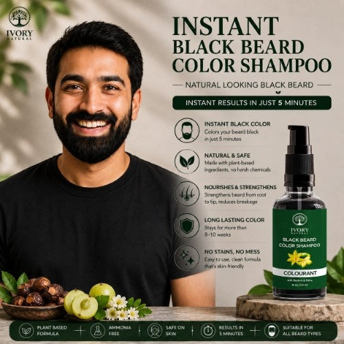 Highlights of Ivory Natural Black Beard Color Shampoo