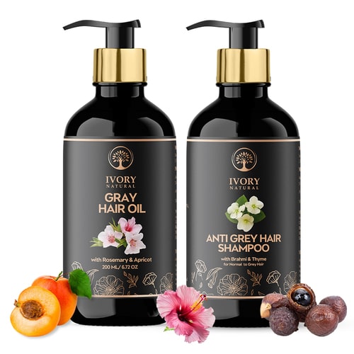 Anti Grey Hair Combo (Oil & Shampoo) - 100% Ayush Certified - For Premature Grey Hair