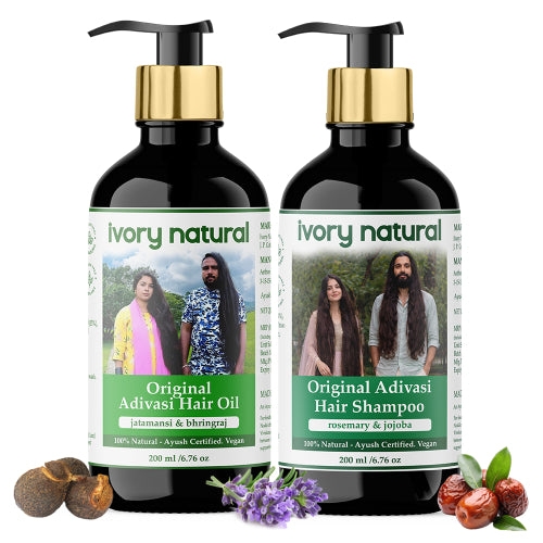 Ivory Natural Original Adivasi Hair Oil + Original Adivasi Hair Shampoo Combo