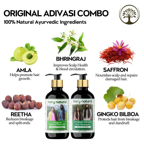 Ivory Natural Original Adivasi Hair Oil + Original Adivasi Hair Shampoo Ingredients