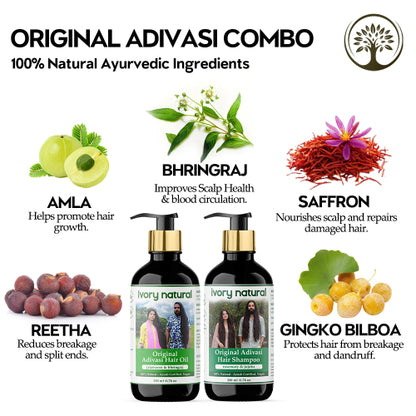 Ivory Natural Original Adivasi Hair Oil + Original Adivasi Hair Shampoo Ingredients