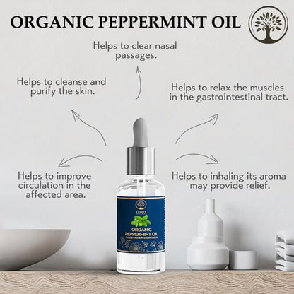 Organic Peppermint Essential Oil (100% Ayush Certified) - Refreshing Peppermint Oil for Hair Growth, Headaches, Skin Care, and Stomach Relief