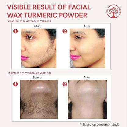 Ivory Natural Facial Wax with Turmeric Powder Before After Image