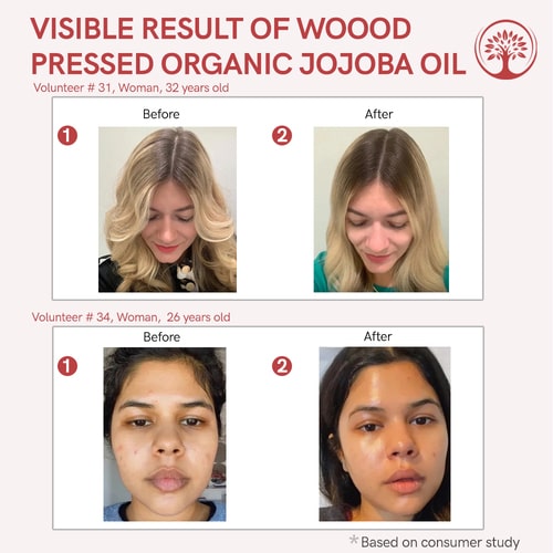 visible result of best organic cold pressed jojoba oil