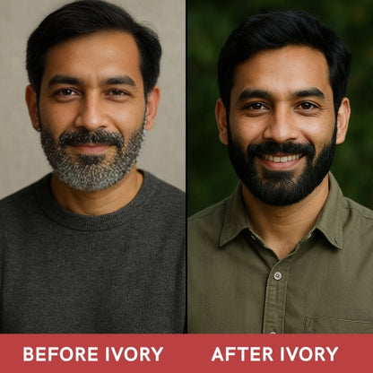Ivory Natural grey beard serum before & after