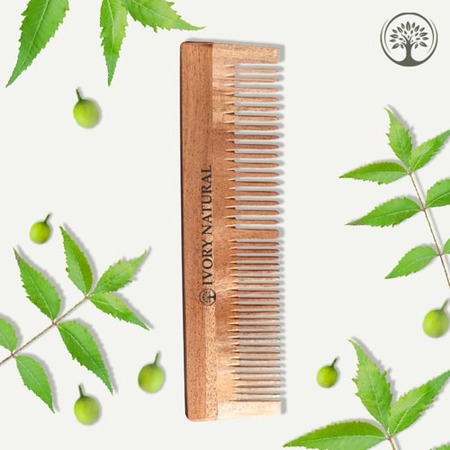 Ivory Natural Dual Tooth Neem Kacchi Wooden Comb