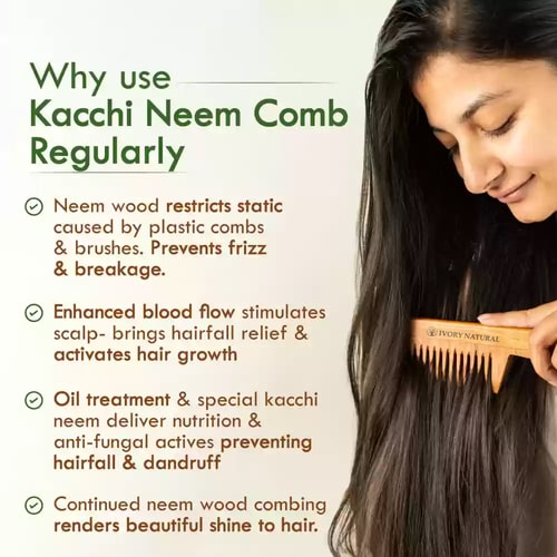 why use Ivory Natural Neem Kacchi Wooden Comb With Handle