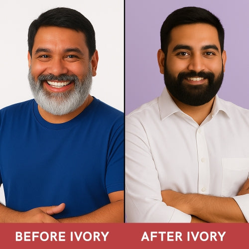 Ivorynatural grey beard serum Oil Before & after